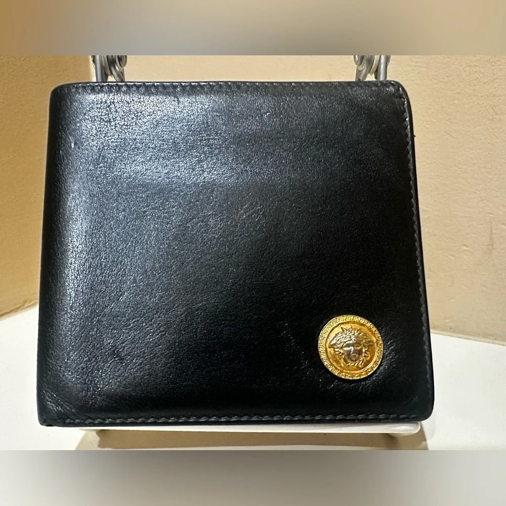 Versace Black Leather Medusa Medallion Wallet